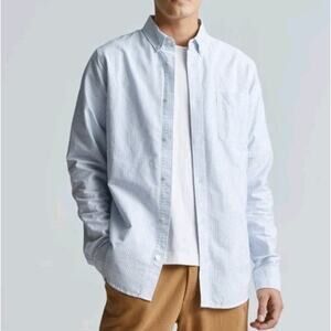 Everlane Uniform Slim Fit Blue & White Pin-Stripe Classic Oxford Shirt Men's M
